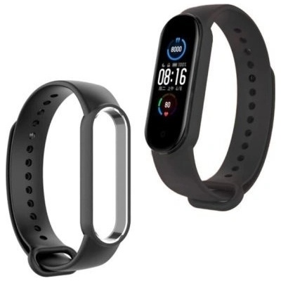 Strado Силиконов каишка Strado за Xiaomi Mi Band 7, черна (5905101596009) (5905101596009)