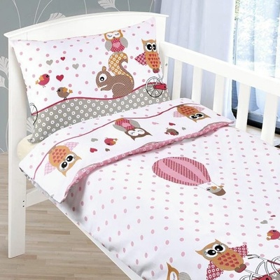 Bellatex obliečky Agáta Sovička ružové 90x135 cm 45x60 cm