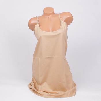 Памучна нощница в бежово с тънка презрамка