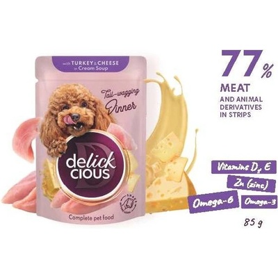 Delickious Proužky s krůtím a sýrem v krémové omáčce 85 g