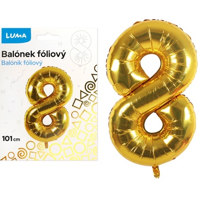 LUMA Balónek foliový č. 8 ZLATÝ 101 cm