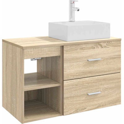 vidaXL Комплект мебели за баня 2 pcs Дъб сонома Инженерна дървесина (3403890)