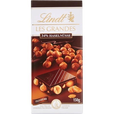 Lindt Les Grandes Horká čokoláda s lieskovými orieškami 150 g