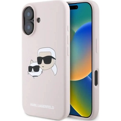 KARL LAGERFELD Силиконов кейс Karl Lagerfeld Heads Print MagSafe за iPhone 16 - розов (3666339319564)