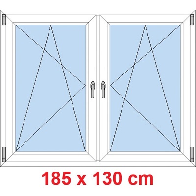 Soft Dvoukřídlé plastové okno 185x130 cm OS+OS se sloupkem Bílá