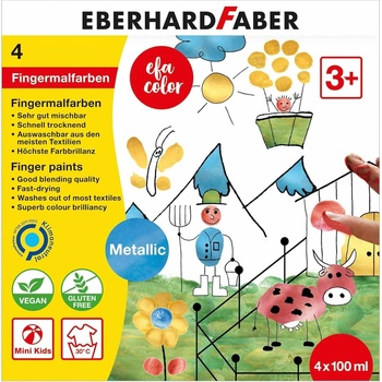 Eberhard Faber Prstové farby metalické 4 x 100 ml