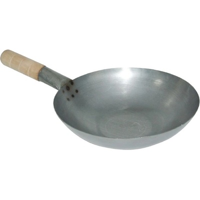 Vogue wok z měkké oceli s plochým dnem 356 mm