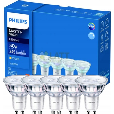 Philips 5x LED žárovka GU10 4,7W 345lm 2700K