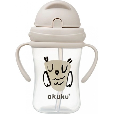 Akuku fľaška so slamkou Sova biela 300 ml