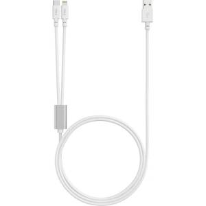 Ttec Кабел ttec - Duo, USB-A/USB-C/Lightning, 120 cm, бял (8694470828145)