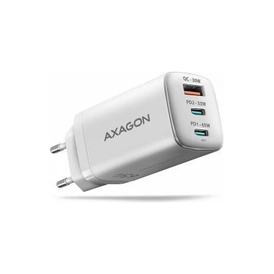 AXAGON ACU-DPQ65W GaN Network Battery Charger 65W, 3x port (USB-A + dual USB-C) PD3.0/QC4+/PPS/Apple, white
