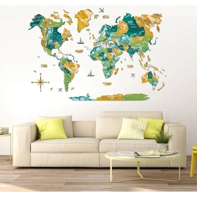 Enjoy the Wood 3D nástěnná dřevěná mapa World Map Surface Prime XL
