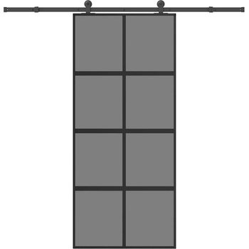 vidaXL Плъзгаща се врата с обков 90x205 см Закалено стъкло и алуминий (3333023)