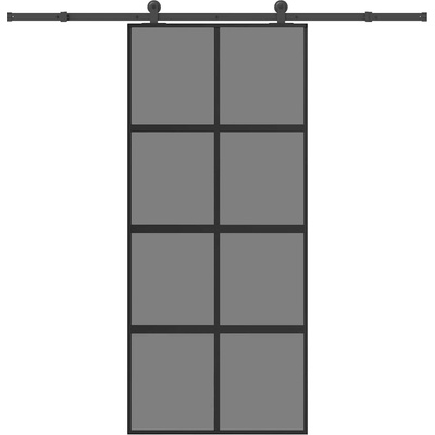 vidaXL Плъзгаща се врата с обков 90x205 см Закалено стъкло и алуминий (3333023)