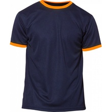 Nath sportovní tričko Action s kontrastem na límci a manžetě modrá námořní oranžová fluorescentní