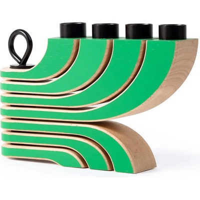 Dřevěný svícen Nordic Light varianta: 4 ramena, zelený