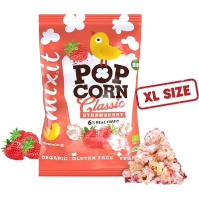 MIXIT Veľký popcorn jahoda BIO 75 g