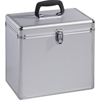 Hama kufrík na 50 gramofónových platní hliníkový vzhľad, strieborný