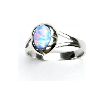 Čištín Stříbrný prsten světle modrý syntetický opál T 1374
