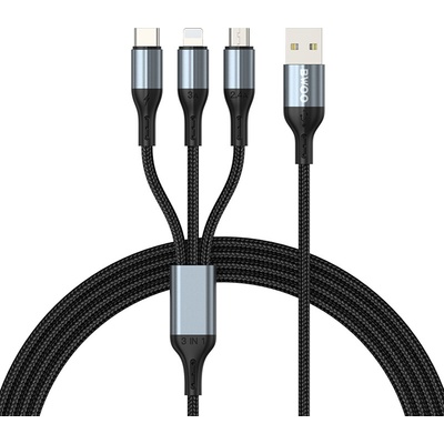 Bwoo X274 3 v 1 USB - USB-C Lightning Micro USB 1m černý