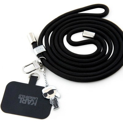 Karl Lagerfeld Universal Crossbody Popruh Cord and Ikonik Pins Black