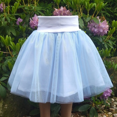 Dětská dívčí tylová sukně se spodničkou bílá/modrá – Zboží Dáma