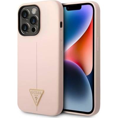GUESS Кейс Guess GUHCP14XSLTGP за iPhone 14 Pro Max 6.7"", розов / розов, твърд, Silicone Triangle (GUE002321-0)