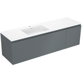Mexen Rivel баня шкаф 160 см с мивка Otis лява, 1S, 1D, набраздена, графит мат/бял мат - 91A23-16047-3-BBFF66-W18L01 (91A23-16047-3-BBFF66-W18L01)