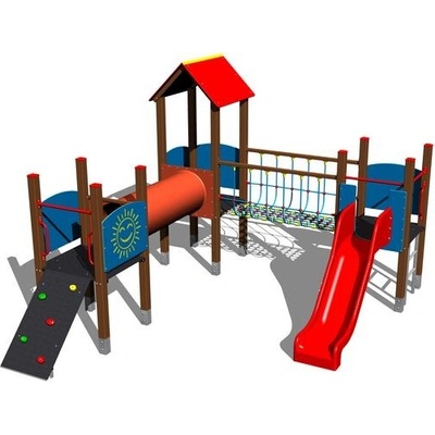 Playground zostava so šmýkačkou a lan. mostom 4U305K