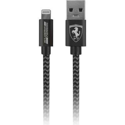 Ferrari MFI Nylon USB Lightning Data Cable - MFI сертифициран USB Lightning кабел за Apple устройства с Lightning порт (150 см) (тъмносив)