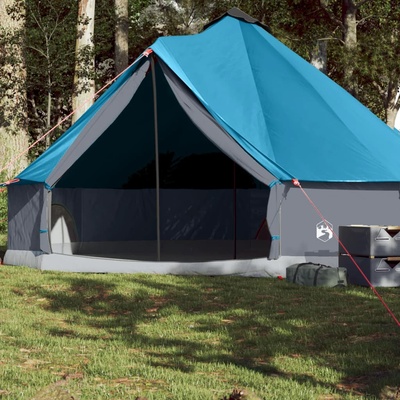 vidaXL Семейна палатка, типи, 8-местна, синя, водоустойчива (94589)