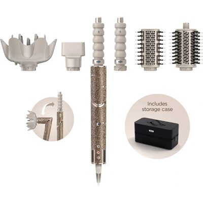 Многофункционална маша 5в1 Shark HD446JSEU FlexStyle, 1650W, 3 скорости, 3 темп настройки, Автоматично увиване и фиксиране на къдрици Coanda, Сушене, Изправяне, Шампанско/диамант (HD446JSEU)