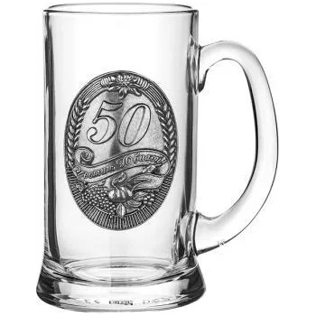 Image 1 of Gerz Инкрустирана стъклена халба за 50 годишен юбилей dg002