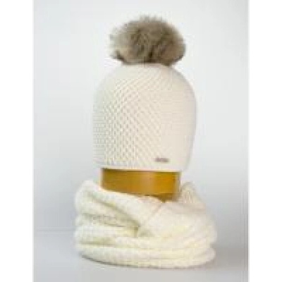 Pletený set čepice a tunel smetana