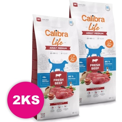 Calibra Dog Life Adult Medium Fresh Beef 2 x 12 kg