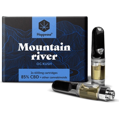 Happease Mountain River Vape cartridge 85% CBD fullspectrum, 2ks x 600mg