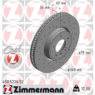 Brzdový kotúč (cena za 1ks) ZIMMERMANN 450.5226.52