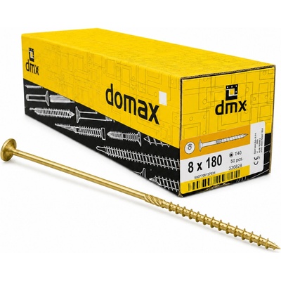 Konštrukčný vrut do dreva 8 × 180 mm, tanierová hlava TX40 – Domax CT