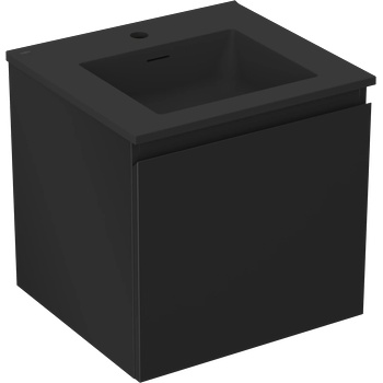 Mexen Orio шкаф за баня 50 см с мивка Otis, 1 чекмедже, черен мат - 91A10-05047-1-BF71-W18M71 (91A10-05047-1-BF71-W18M71)