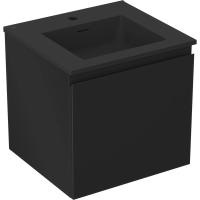 Mexen Orio шкаф за баня 50 см с мивка Otis, 1 чекмедже, черен мат - 91A10-05047-1-BF71-W18M71 (91A10-05047-1-BF71-W18M71)