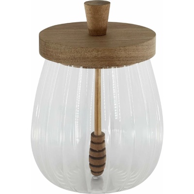 Chic Antique Sklenená dóza na med Grooves 650 ml
