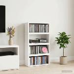 vidaXL Рафтове за CDs 4 бр. Бяло 40 x 17 x 17 см Инженерна дървесина (8012708)