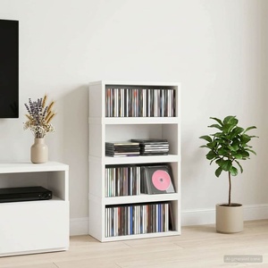 vidaXL Рафтове за CDs 4 бр. Бяло 40 x 17 x 17 см Инженерна дървесина (8012708)