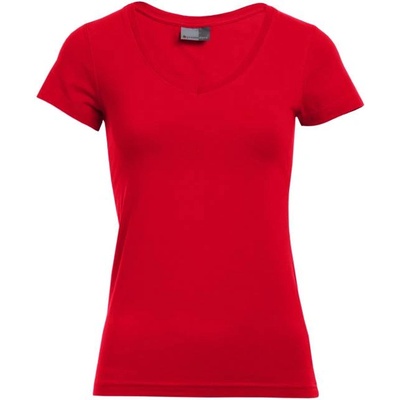 Promodoro 3086 / Дамска тениска slim fit с V-образно деколте - огненочервена XXXL (403086u3513)