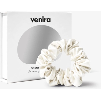 VENIRA scrunchie hedvábná gumička, bílá