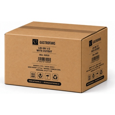 Gastrofans Výhodný multipack 6x Víko pro GN 1/2, nerezové, s výřezem pro naběračku
