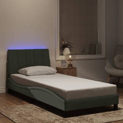 zahrada-XL 3213757 Rám postele s LED osvětlením světle šedý samet