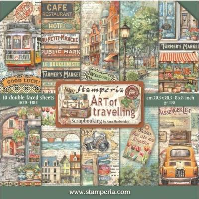Stamperia Sada oboustranných papírů 20 × 20 cm Art of Travelling (10ks)