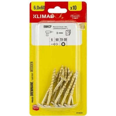 Klimas Wkret-Met 6x60mm - 10 ks - Konštrukčná skrutka s tanierovou hlavou TX, BWKCP