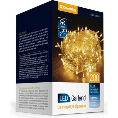 ColorWay LED reťaz 200led 20m 8-funkcíí USB CW-G-200L20U